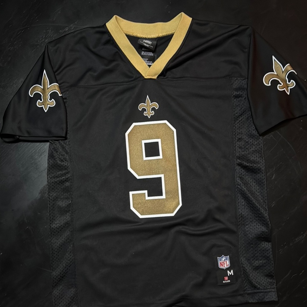 Team Apparel Black and Gold New Orleans #9 BREES Youth Jersey size M
